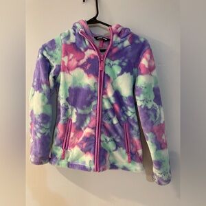 Lands' End Kids Colorful Tie-Dye Fleece Hoodie size medium